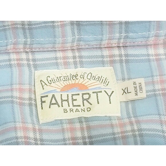 Faherty Movement Shirt Men's Size XL Plaid Blue Red Gray White 100% Cotton - Picture 4 of 5